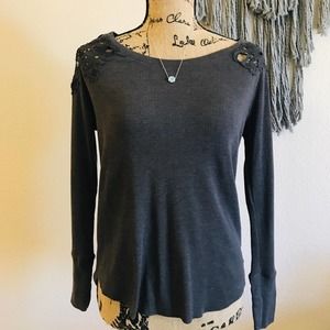 American Eagle Lace Shoulder Knit Top